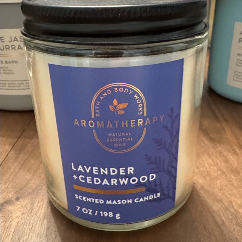 BBW New Single-Wick Candle, Lavender + Cedarwood, Mason Jar